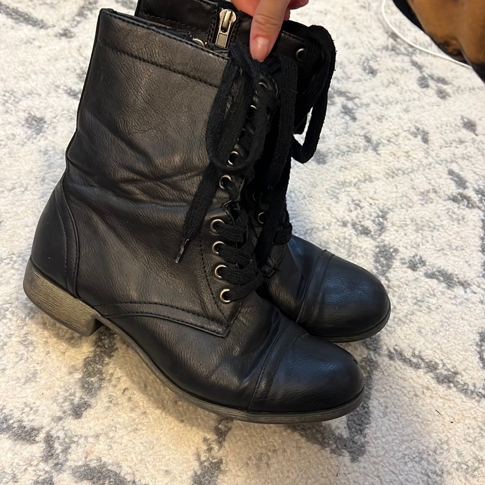 Black combat boots